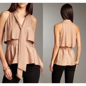 BCBG Maxazria Celine Camel Tie Neck Top